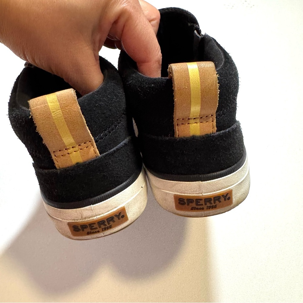 Sperry Black Suede High Top Ankle Zip Lug Casual Shoe Chukka Sneaker Women’s 7.5 - Picture 7 of 10